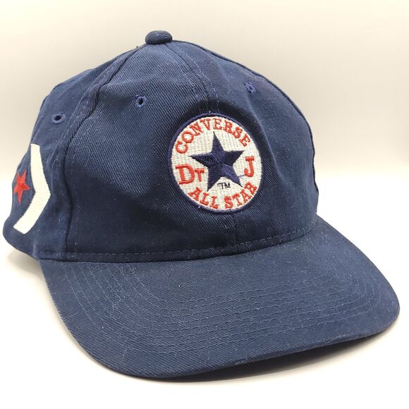Vtg Converse Dr. J All Star Hat Navy Blue Adjustable Strapback Covee Cotton GUC - Picture 1 of 9